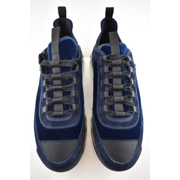 Chanel 20A Mens Blue Velvet Black CC Logo Lace Up Low Top Trainer Sneaker 44 11 - Picture 6 of 13